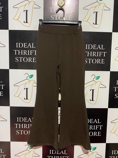 SHEIN |S| WAIST 23| B49| DARK BROWN FLARE LEG PANTS - HIGH-WAISTED STRETCHY BELL BOTTOM TROUSERS