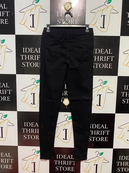 GIRL COLLECTION |M| WAIST 28| B49| SUPER STRETCH BLACK JEGGINGS - HIGH-WAISTED SKINNY FIT PULL-ON DENIM PANTS