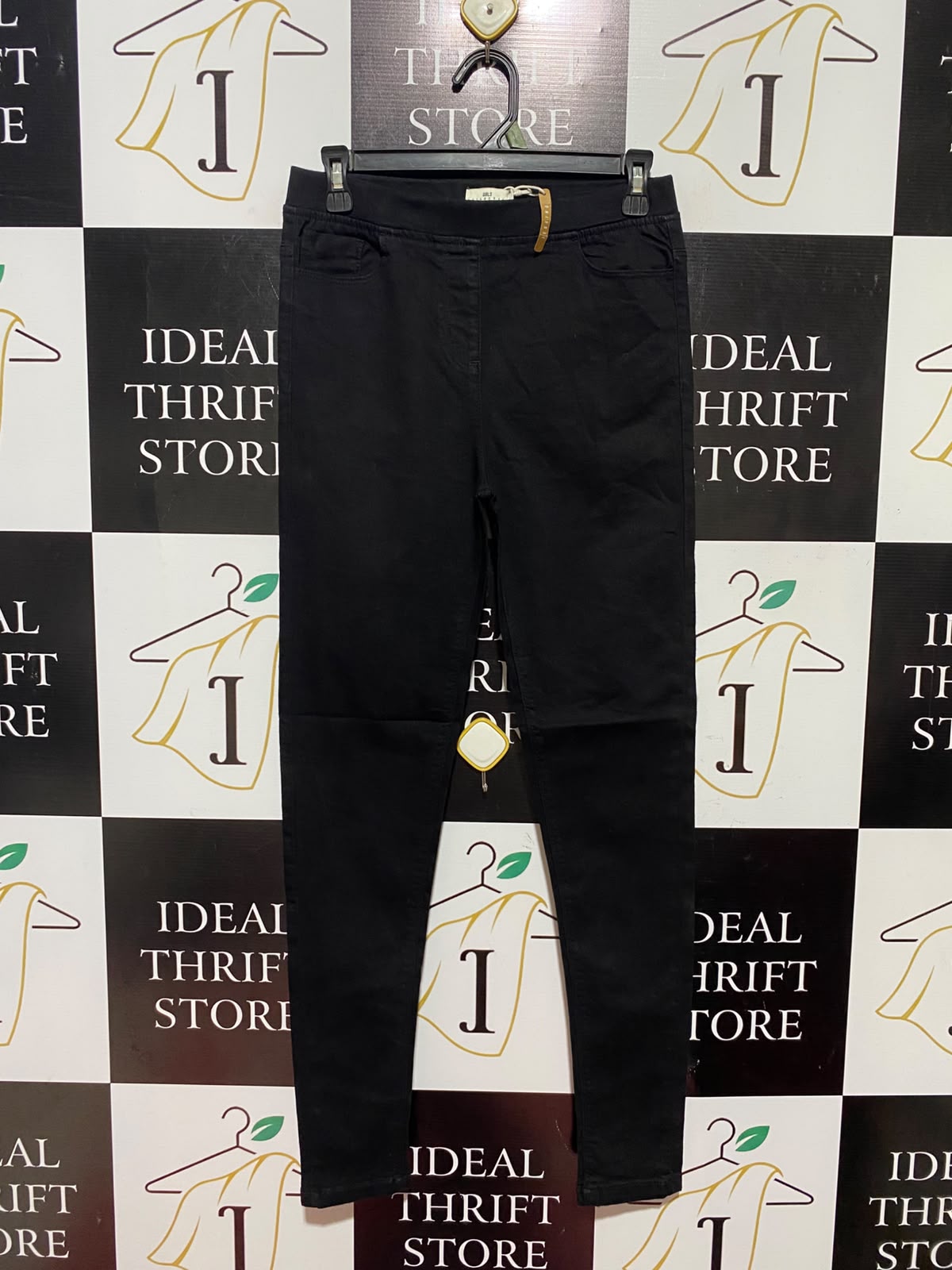 GIRL COLLECTION |M| WAIST 28| B49| SUPER STRETCH BLACK JEGGINGS - HIGH-WAISTED SKINNY FIT PULL-ON DENIM PANTS