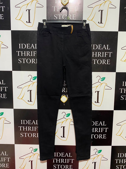 GIRL COLLECTION |M| WAIST 28| B49| SUPER STRETCH BLACK JEGGINGS - HIGH-WAISTED SKINNY FIT PULL-ON DENIM PANTS