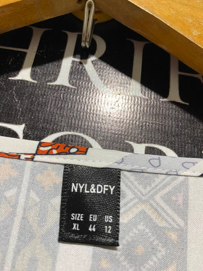 NYL & DFY |XL| BUST 19| B49| BOHO GEOMETRIC PRINT MAXI KAFTAN DRESS WITH TASSEL TRIM AND CINCHED WAIST