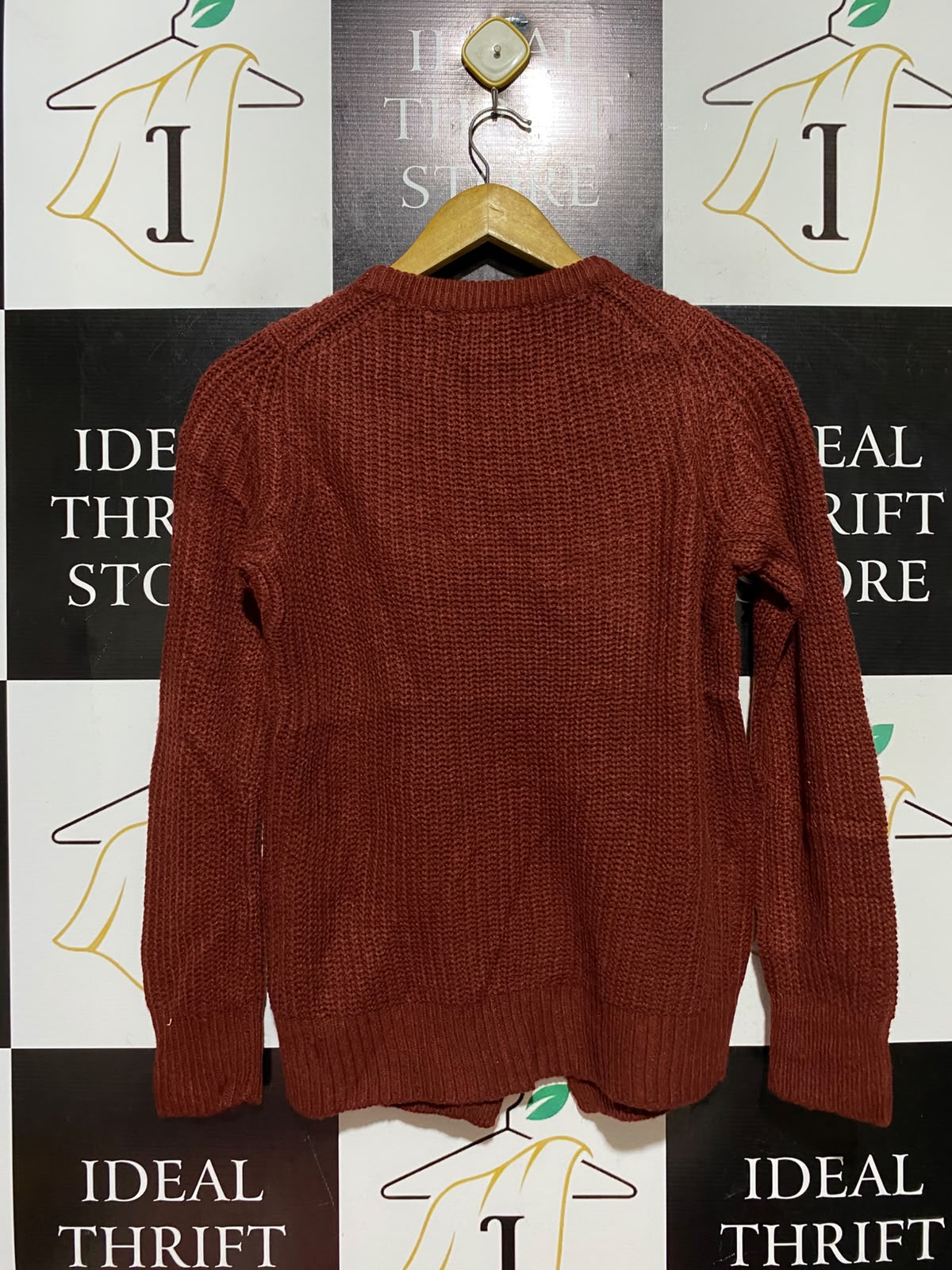 BRAVE SOUL |XS| BUST 17| B49| RUST ORANGE ASYMMETRIC CROSSOVER HEM RIBBED KNIT SWEATER
