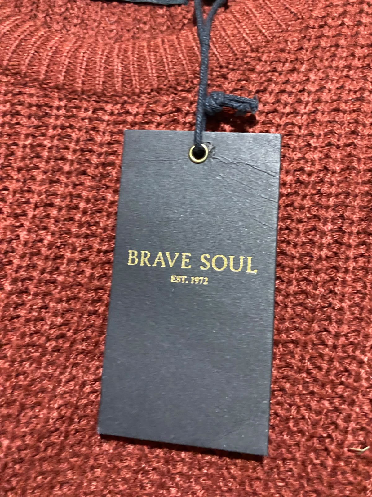 BRAVE SOUL |XS| BUST 17| B49| RUST ORANGE ASYMMETRIC CROSSOVER HEM RIBBED KNIT SWEATER