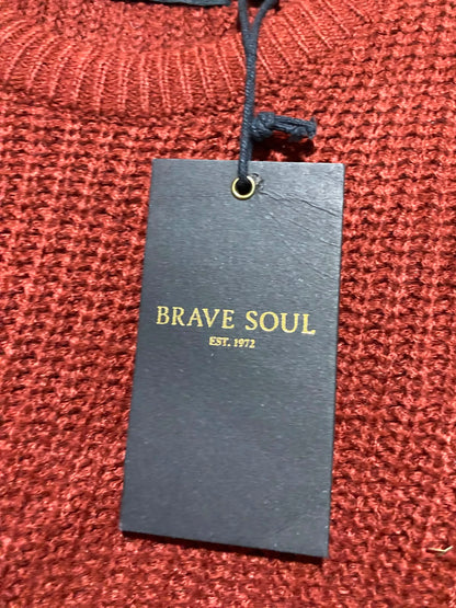 BRAVE SOUL |XS| BUST 17| B49| RUST ORANGE ASYMMETRIC CROSSOVER HEM RIBBED KNIT SWEATER