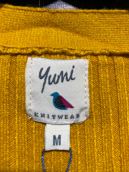 YUMI |M| BUST 14| B49| MUSTARD YELLOW RIBBED KNIT LONG SLEEVE SWEATER DRESS WITH TIE BELT