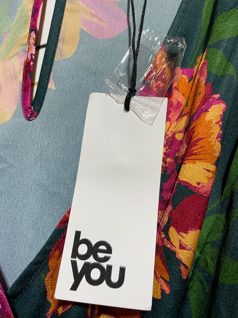 BE YOU |M| BUST 18| B49| EMERALD GREEN FLORAL PRINT V-NECK LONG SLEEVE MAXI JUMPSUIT / DRESS
