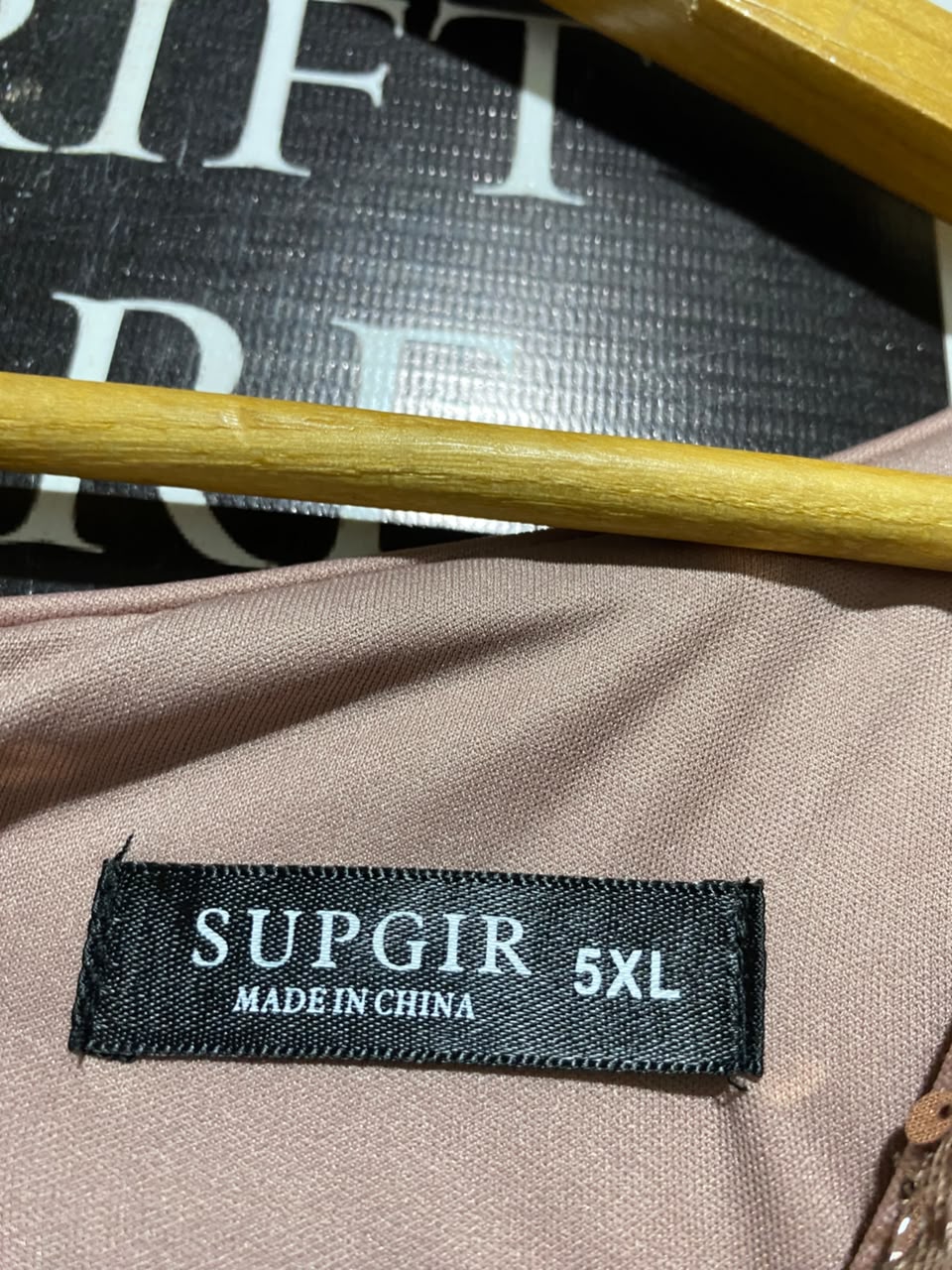 SUPGIR |XL| BUST 22| B49| DUSTY ROSE CHIFFON MAXI GOWN WITH GOLD SEQUIN BODICE AND BALLOON SLEEVES