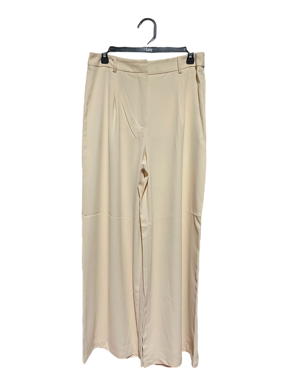 SHEIN |L| WAIST 30| B50| CREAM PLEATED HIGH-WAISTED WIDE-LEG TROUSERS