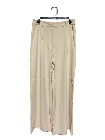 SHEIN |L| WAIST 30| B50| CREAM PLEATED HIGH-WAISTED WIDE-LEG TROUSERS