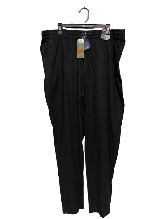 M&S |XXL| WAIST 40| B50| BLACK LINEN-RICH TAPERED ANKLE GRAZER PANTS