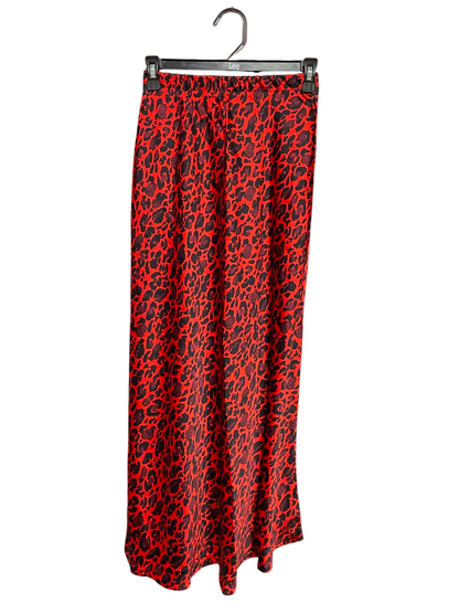 NEW LOOK |XS| WAIST 24| B50| RED AND BLACK LEOPARD PRINT WIDE-LEG PANTS