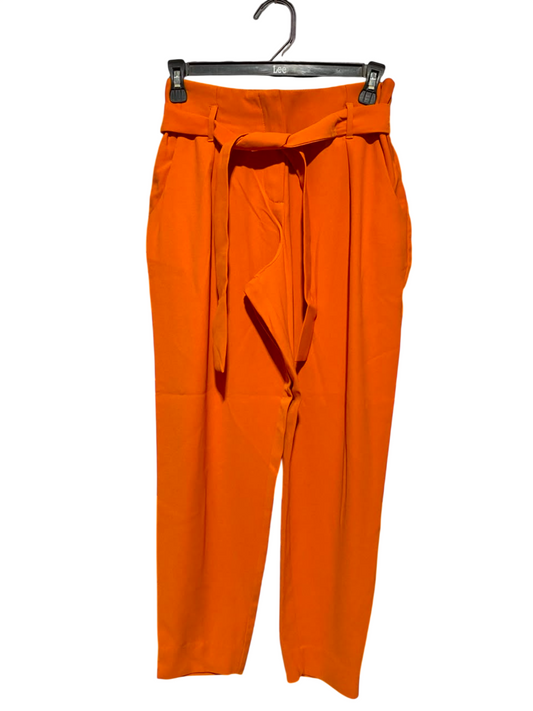 RIVER ISLAND |S| WAIST 25| B50| VIBRANT ORANGE PAPERBAG HIGH-WAISTED TIE-BELT TROUSERS