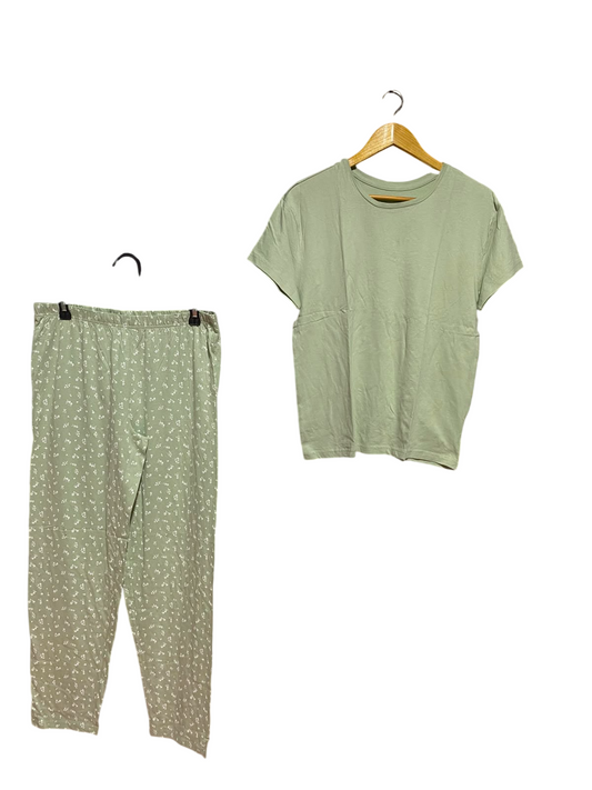 PRIMARK CARES |S| B50| SAGE GREEN DITSY FLORAL TWO-PIECE PAJAMA & LOUNGEWEAR SET