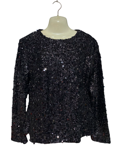 WARE HOUSE |L| BUST 21| A1| BLACK SEQUINED LONG SLEEVE CREW NECK PARTY TOP