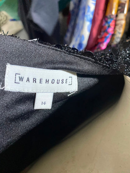 WARE HOUSE |L| BUST 21| A1| BLACK SEQUINED LONG SLEEVE CREW NECK PARTY TOP