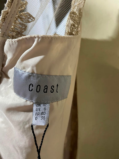 COAST |M| BUST 18| A1| CHAMPAGNE GOLD LACE BUSTIER SATIN MAXI GOWN
