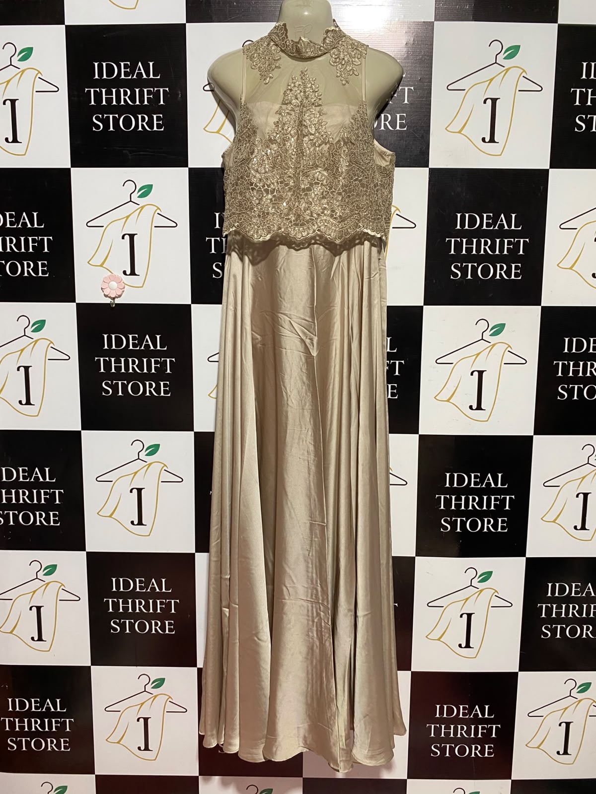 COAST |M| BUST 18| A1| CHAMPAGNE GOLD LACE BUSTIER SATIN MAXI GOWN