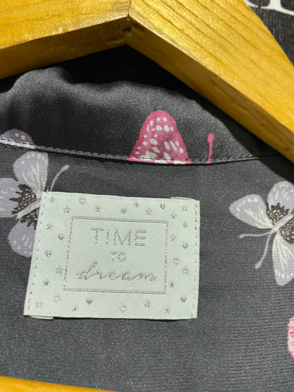 TIME TO DREAM |L| A1| BLACK & PINK BUTTERFLY PRINT SATIN PYJAMA SET