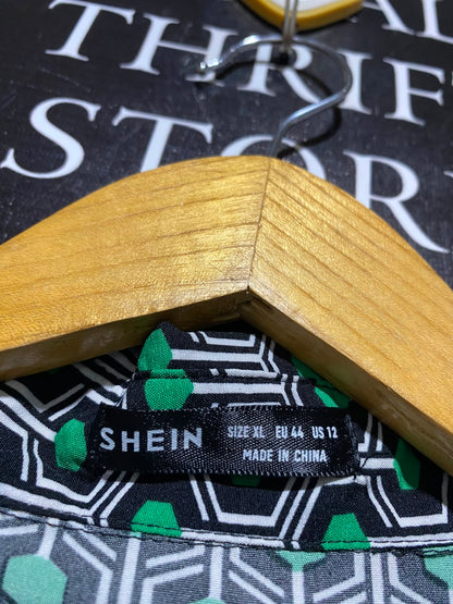 SHEIN |XL| A1| GREEN & BLACK RETRO GEOMETRIC PRINT CO-ORD MATCHING SET
