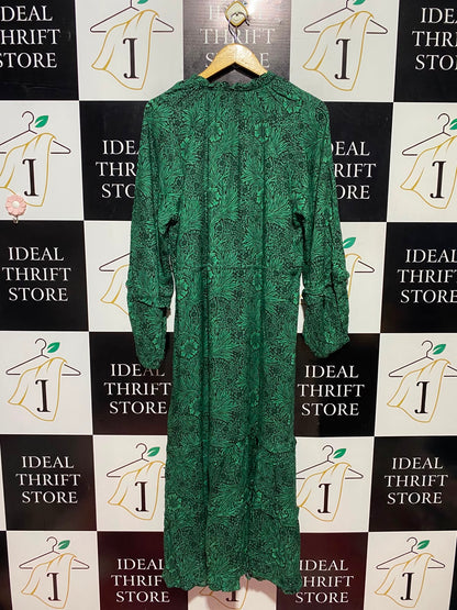 NEXT |L| BUST 20| A1| GREEN BOTANICAL FLORAL PRINT MAXI DRESS
