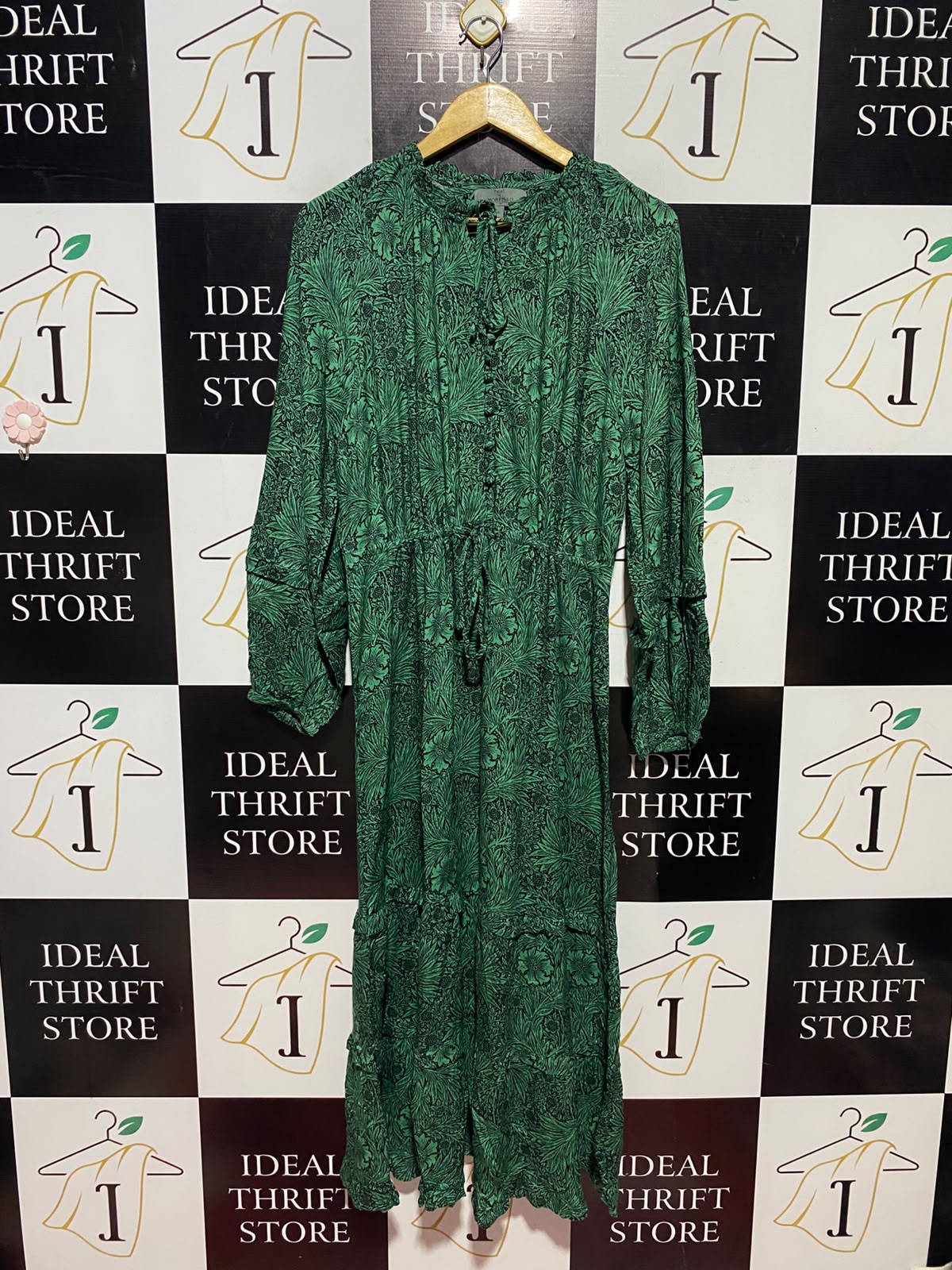 NEXT |L| BUST 20| A1| GREEN BOTANICAL FLORAL PRINT MAXI DRESS