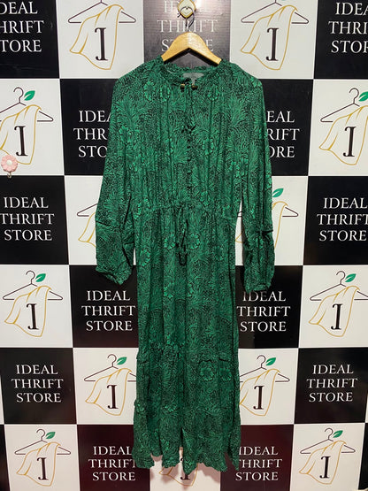 NEXT |L| BUST 20| A1| GREEN BOTANICAL FLORAL PRINT MAXI DRESS