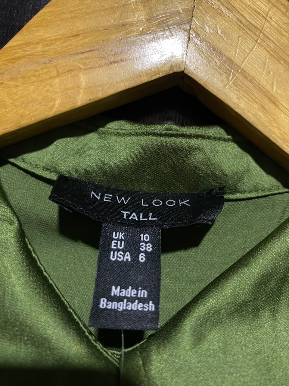 NEW LOOK |M| BUST 22| A1| TALL LIME GREEN SATIN BUTTON-DOWN UTILITY SHIRT