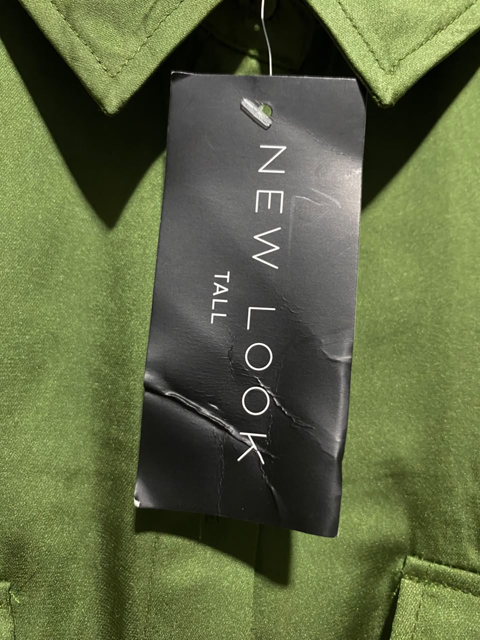 NEW LOOK |M| BUST 22| A1| TALL LIME GREEN SATIN BUTTON-DOWN UTILITY SHIRT