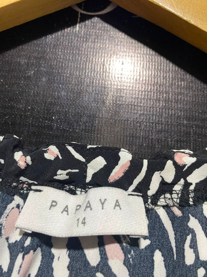 PAPAYA |L| BUST FREE| A1| BLACK AND BLUSH PINK ABSTRACT ANIMAL PRINT TIERED MIDI DRESS