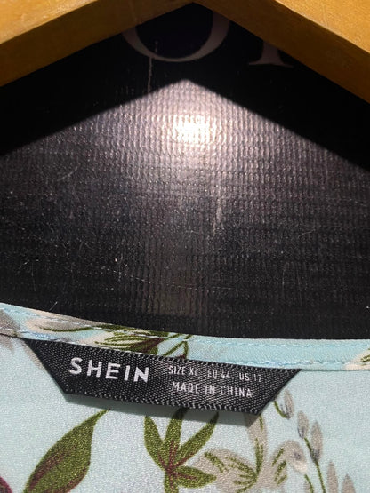 SHEIN |XL| BUST 20| A1| LIGHT BLUE FLORAL WRAP V-NECK MAXI DRESS