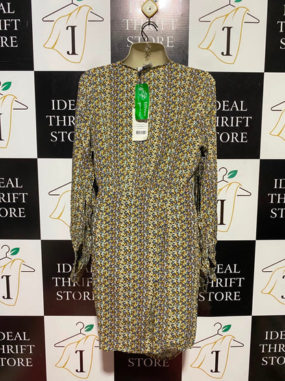 NAKD REBORN |L| BUST 19| B50| FLORAL V-NECK LONG SLEEVE WRAP MINI DRESS