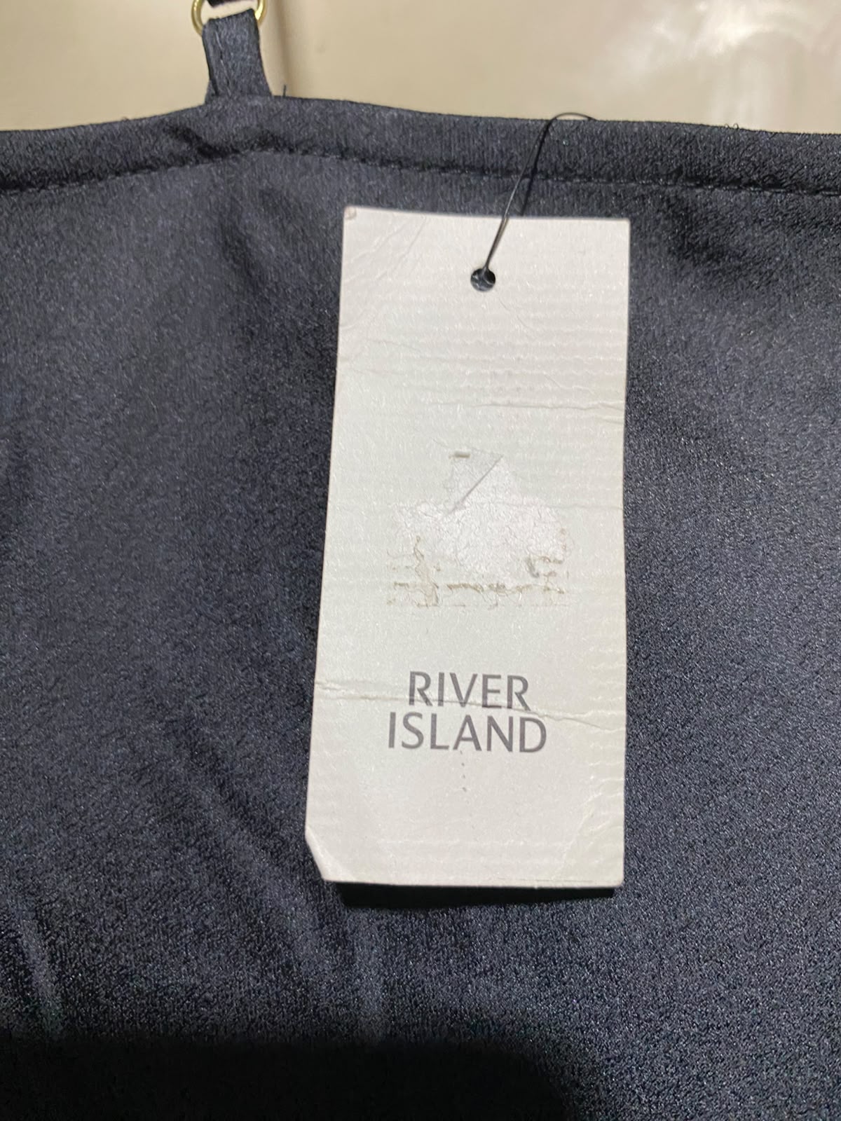 RIVER ISLAND |S| BUST 17| B50| BLACK COWL NECK SPAGHETTI STRAP SLIP MIDI DRESS