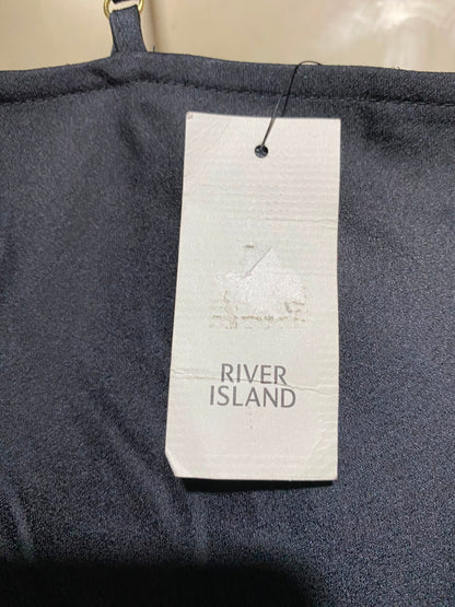 RIVER ISLAND |S| BUST 17| B50| BLACK COWL NECK SPAGHETTI STRAP SLIP MIDI DRESS