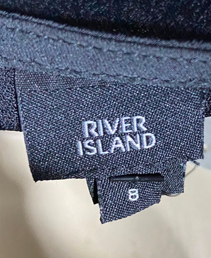 RIVER ISLAND |S| BUST 17| B50| BLACK COWL NECK SPAGHETTI STRAP SLIP MIDI DRESS