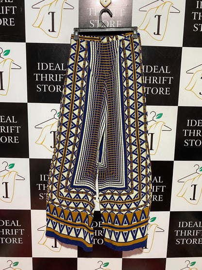 TOP SHOP |S| WAIST 26| B50| GEOMETRIC PRINT WIDE-LEG PALAZZO PANTS