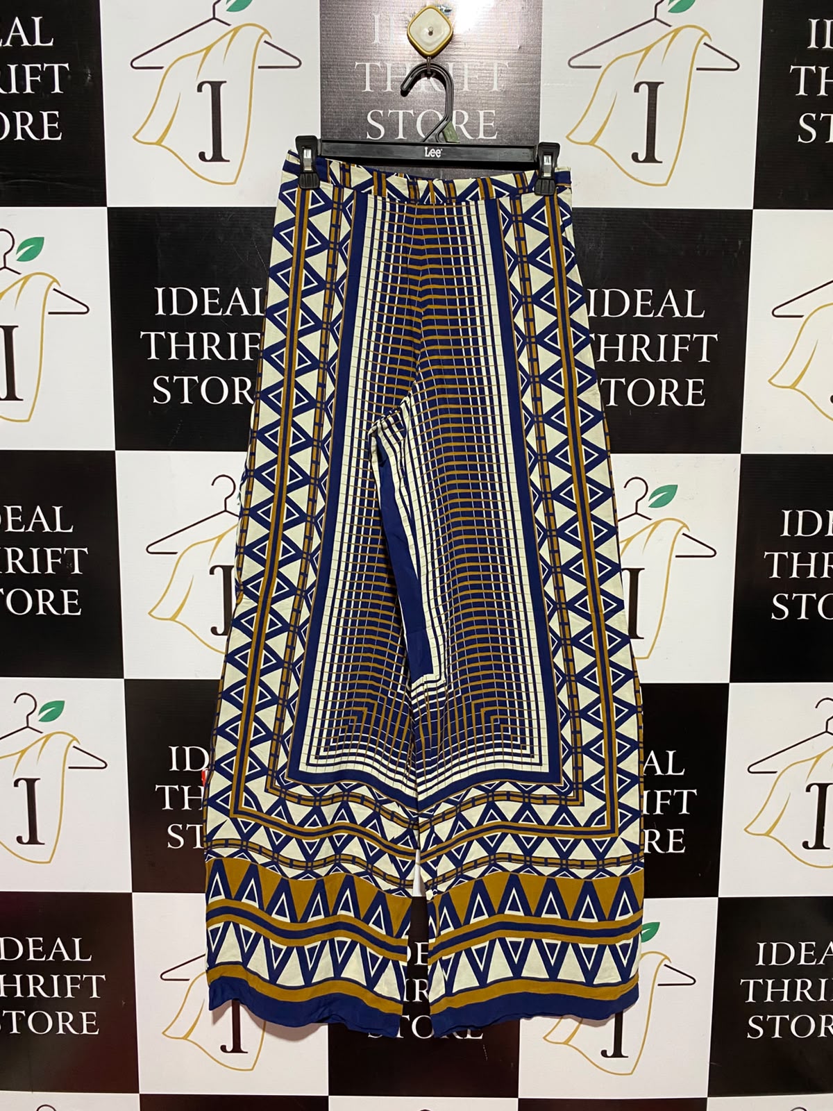 TOP SHOP |S| WAIST 26| B50| GEOMETRIC PRINT WIDE-LEG PALAZZO PANTS