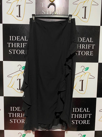 RITA ORA |M| WAIST 28| B50| BLACK RUFFLE-TRIMMED MAXI SKIRT
