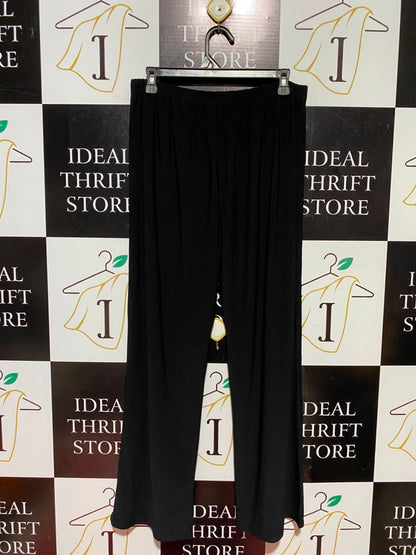 MAYESHA |L| WAIST 30| B50| BLACK ELASTIC HIGH-WAISTED RELAXED WIDE-LEG PANTS