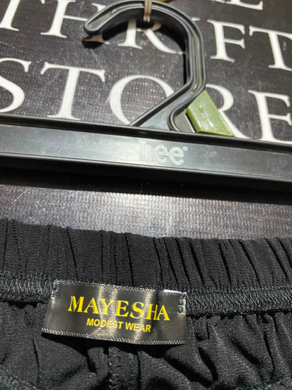 MAYESHA |L| WAIST 30| B50| BLACK ELASTIC HIGH-WAISTED RELAXED WIDE-LEG PANTS