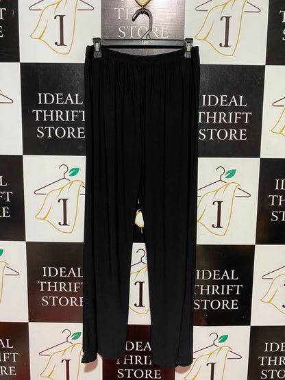 MAYESHA |L| WAIST 30| B50| BLACK ELASTIC HIGH-WAISTED RELAXED WIDE-LEG PANTS