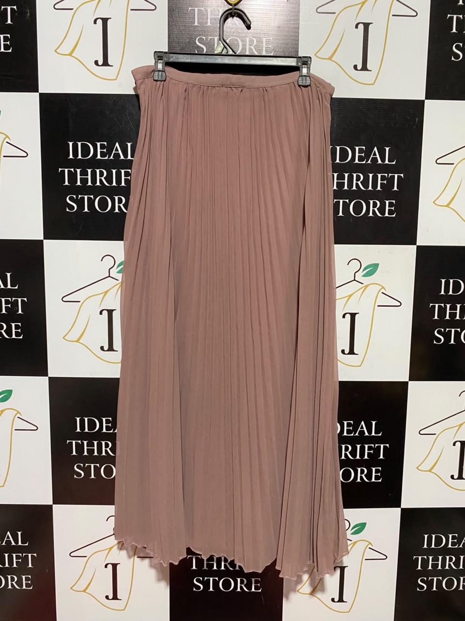 BOOHOO |L| WAIST 32| B50| DUSTY ROSE PLEATED GEORGETTE MAXI SKIRT