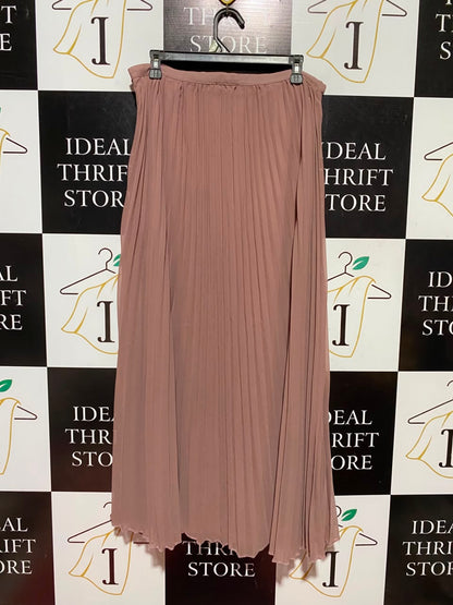 BOOHOO |L| WAIST 32| B50| DUSTY ROSE PLEATED GEORGETTE MAXI SKIRT
