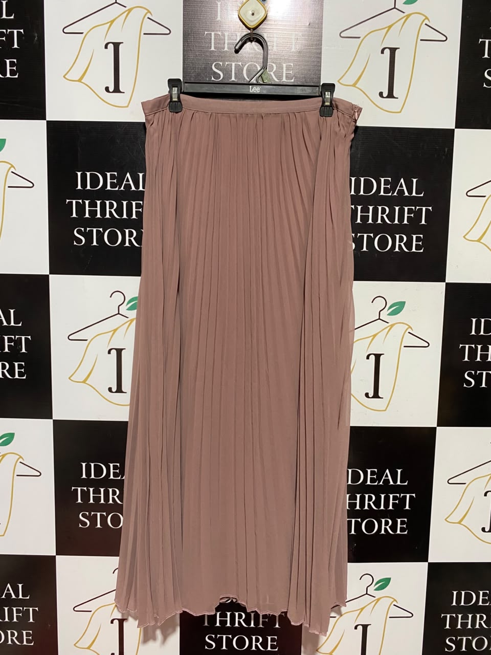 BOOHOO |L| WAIST 32| B50| DUSTY ROSE PLEATED GEORGETTE MAXI SKIRT