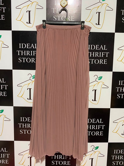 BOOHOO |L| WAIST 32| B50| DUSTY ROSE PLEATED GEORGETTE MAXI SKIRT