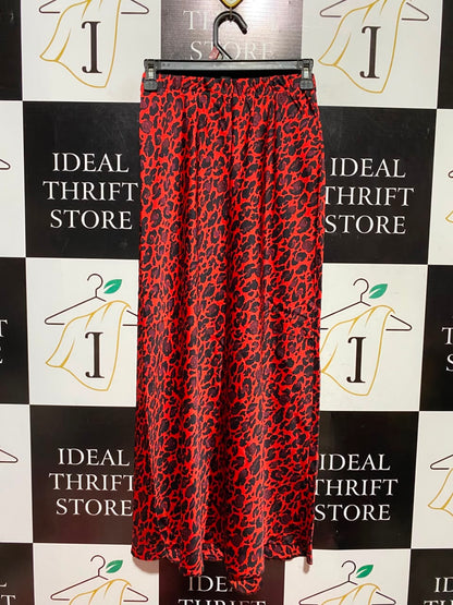 NEW LOOK |XS| WAIST 24| B50| RED AND BLACK LEOPARD PRINT WIDE-LEG PANTS