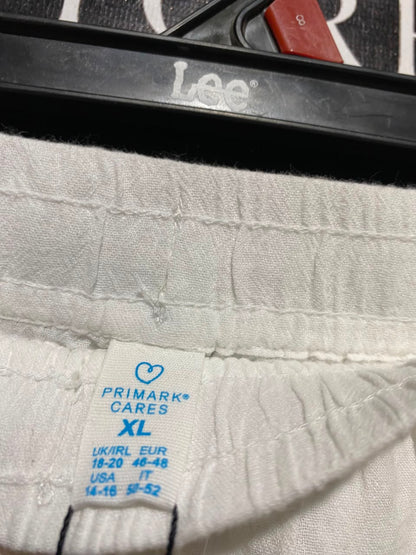 PRIMARK CARES |XL| WAIST 36| B50| WHITE LINEN-BLEND DRAWSTRING WIDE-LEG WRAP PALAZZO PANTS