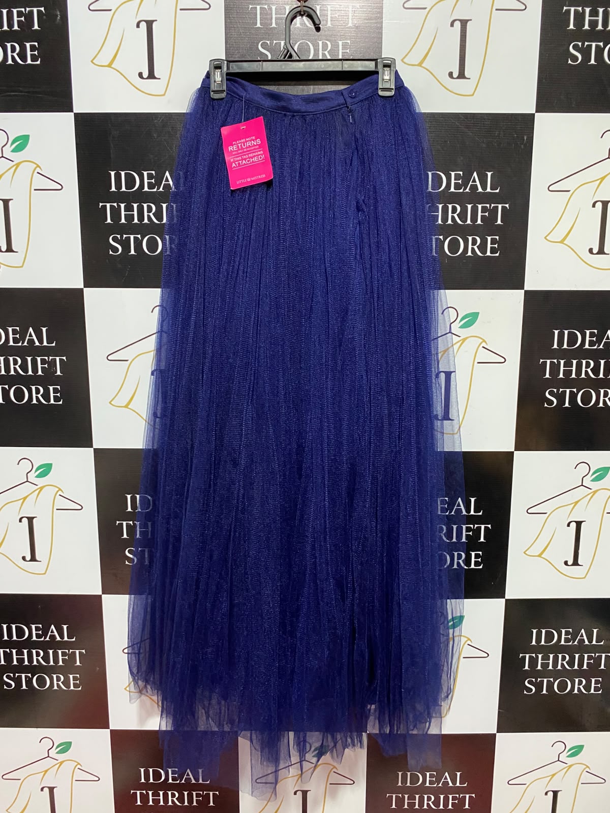 LITTLE & MISTRESS |S| WAIST 26| B50| ROYAL BLUE PLEATED TULLE HIGH-WAISTED MAXI SKIRT