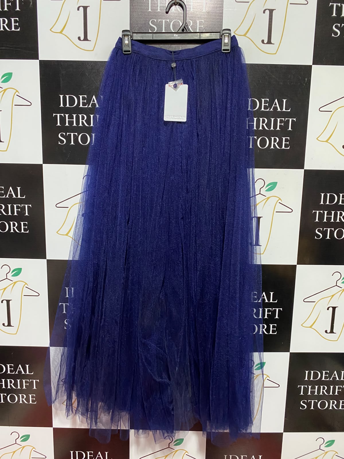 LITTLE & MISTRESS |S| WAIST 26| B50| ROYAL BLUE PLEATED TULLE HIGH-WAISTED MAXI SKIRT