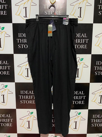 M&S |XXL| WAIST 40| B50| BLACK LINEN-RICH TAPERED ANKLE GRAZER PANTS