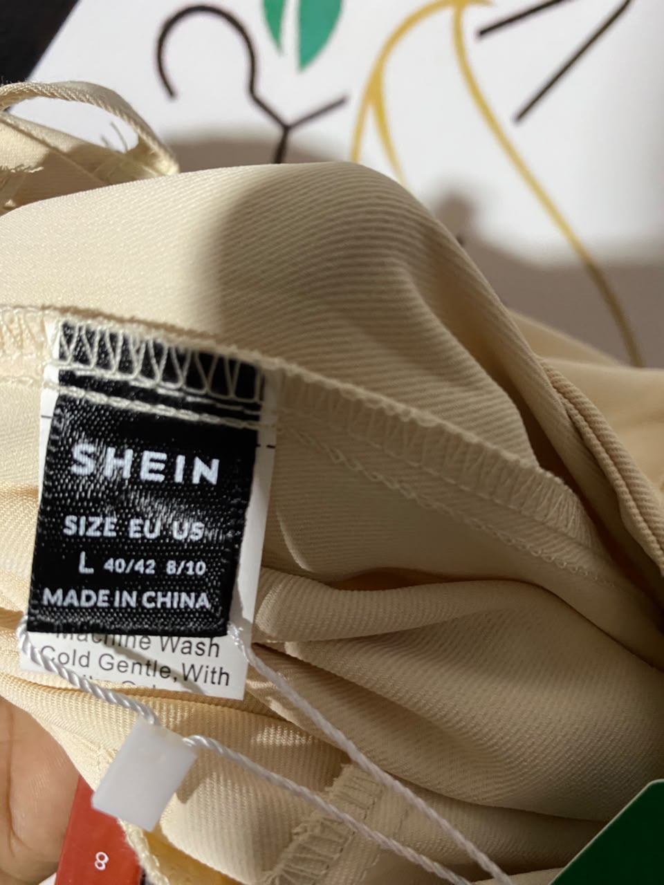 SHEIN |L| WAIST 30| B50| CREAM PLEATED HIGH-WAISTED WIDE-LEG TROUSERS